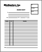 MixMasters delivery receipt